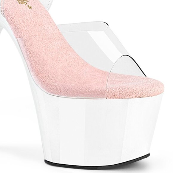 Clear Platform Heels with Pink Insole | Stiletto Strappy Sandals - Picture 5 of 5